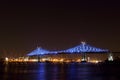 Jacques Cartier Bridge Illumination in Montreal. MontrealÃ¢â¬â¢s 375th anniversary. luminous colorful interactive Royalty Free Stock Photo